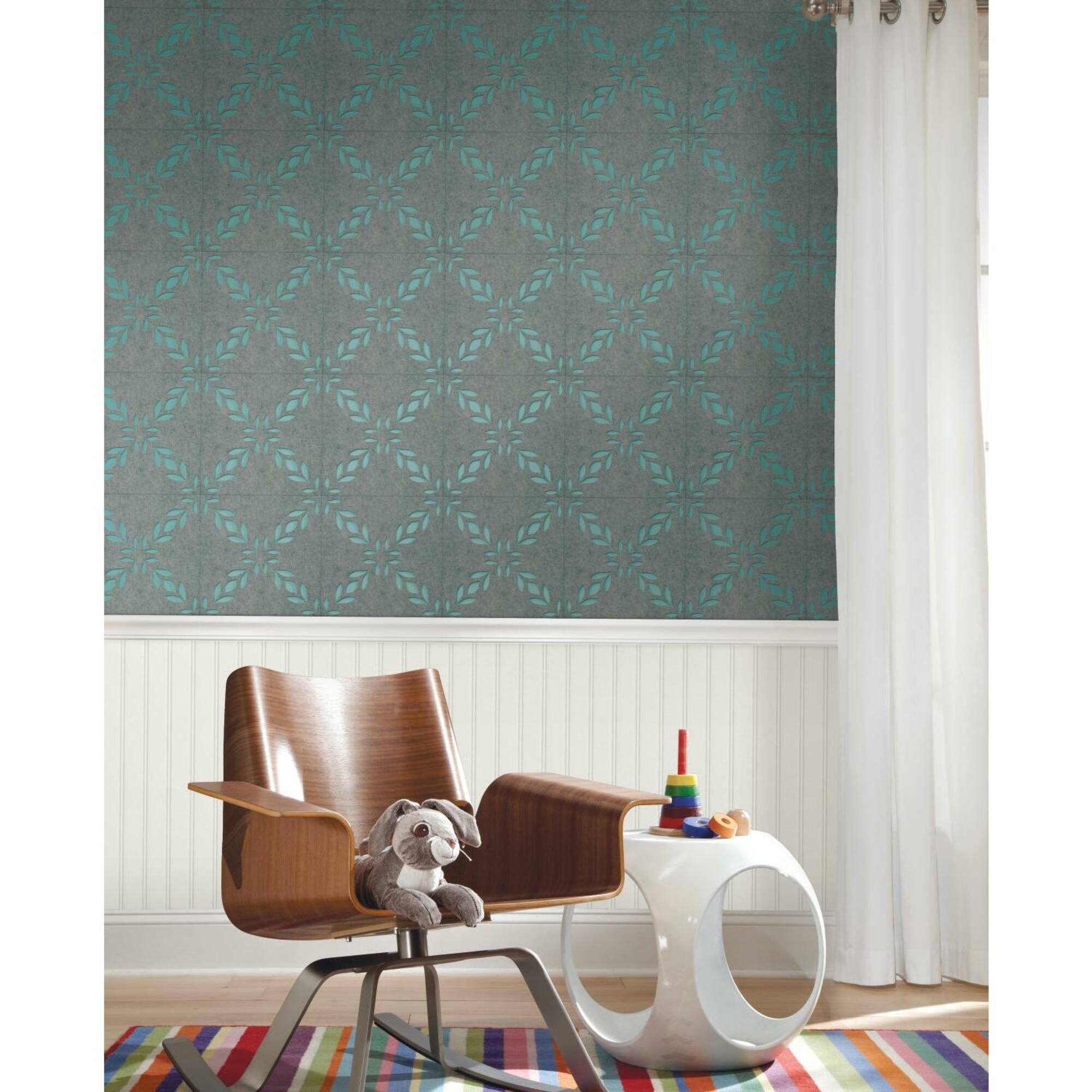 Rommates Gray Botanical Trellis Acoustical Peel & Stick Tiles